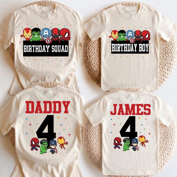 Birthday Shirt,  Family Shirt, Custom Superhero Birthday Shirt,  Birthday Boy Tee, Captain America Birthday Shirt