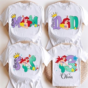 Little Mermaid Birthday Shirt, Disney Princess Ariel Birthday Girl T-Shirt, Mermaid Matching Family Tee, Custom Ariel Birthday Party Sweat