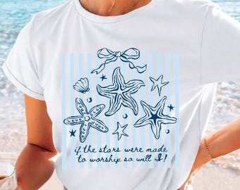 Christian Summer Tshirt, Starfish Coastal Shirt, Summer Beach Trip Tee, Ocean Lover Shirt, Bible Verse Shirt