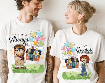Carl och Ellie parskjorta, Disney matchande t-shirt för par, Hans och henne t-shirt, Disneyland smekmånadströja