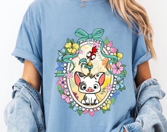 Pua And Hei Hei Floral Shirt, Comfort Colors® Moana Shirt,  Trip Shirt,  Friends Shirt, Womens world Tee