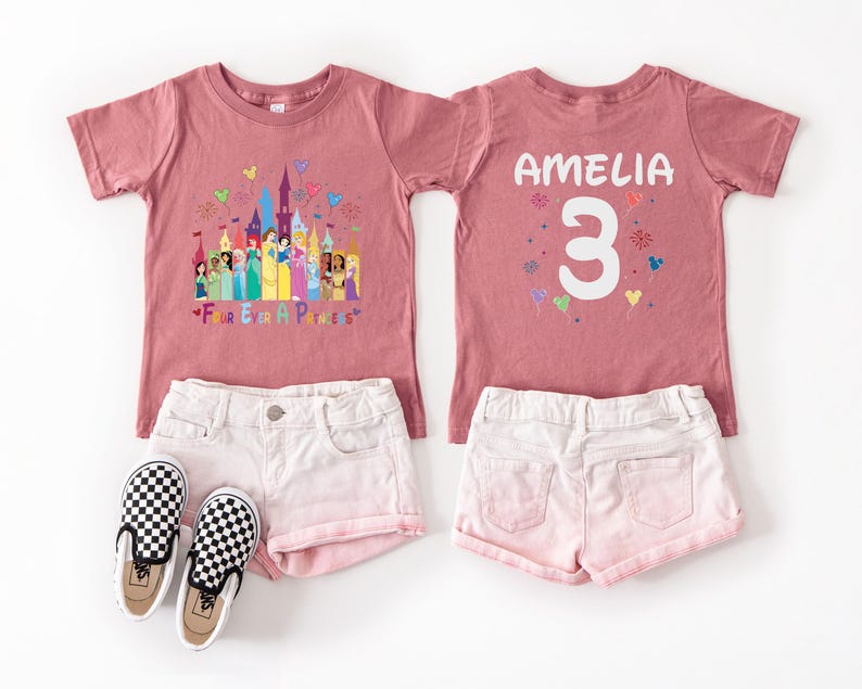 Disney Birthday Princess Shirt, Four Ever A Princess Tee, Disney 4th Birthday Girl Tee, Custom Princess Birthday Girl, Girls Fourth Birthday