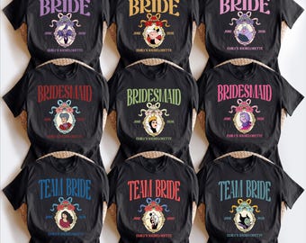Camisetas de despedida de soltera con temática de villanos, sudadera para despedida de soltera, camisetas personalizadas para la novia y las damas de honor, camiseta para la fiesta de bodas.