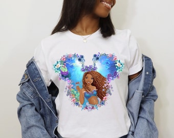 Black Little Mermaid Shirt,  Princess Ariel T-Shirt, The Little Mermaid Movie Tee, Black Princess Sweatshirt,  Head Ariel Shirt