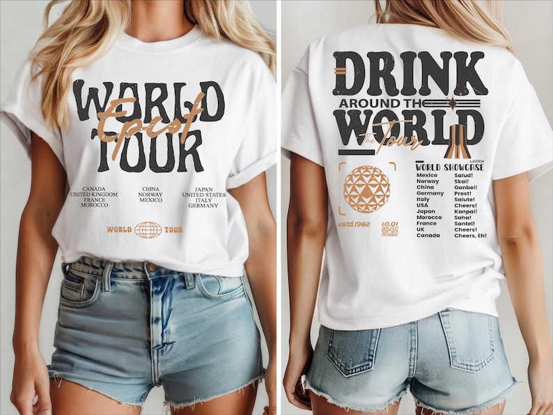Disney Epcot World Tour Shirt, Disneyland Tee, Drink Around The World Shirt, World Traveler Food and Wine Festival Shirt, Drinking Squad Tee