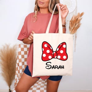 Personalized Minnie Tote Bag, Minnie Disney Girl Tote Bags, Disney Animal Kingdom,Disney Gift, Minnie Mouse Tote, Custom Disney Tote image 1