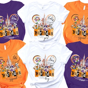 Camiseta personalizada de aniversário de Halloween da Disney, camiseta de aniversariante de Halloween do Mickey, aniversariante de Halloween da Minnie, presente de aniversário assustador da WDW