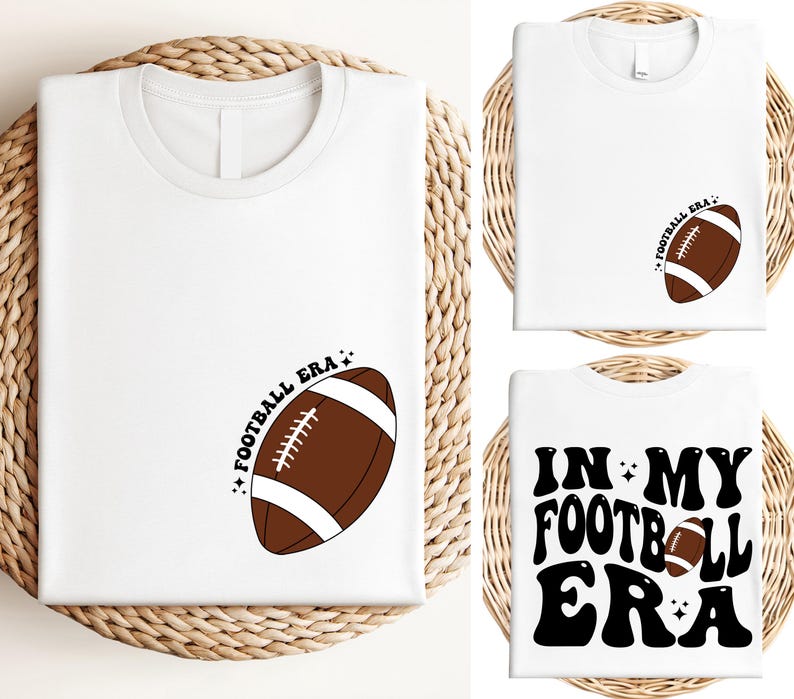 a t - shirt with a football on the front and a football on the back