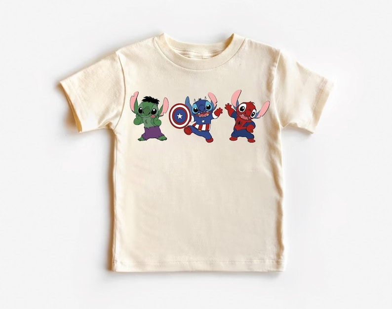 Stitch Superhero Shirt, Avengers T-Shirt, Disney Boy Shirt, Marvel Kids Shirt, The Hulk Shirt, Spiderman Shirt, Captain America Shirt, Stitch Dog Tee