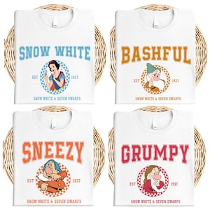 Snow White and Seven Dwarfs Shirt, Disney Dopey Dwarf T-Shirt, Grumpy Dwarf Sweatshirt, Bashful Dwarf Tee, Walt Disney 7 Dwarfs Shirt