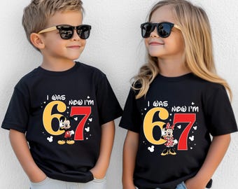 6 7  Birthday T-Shirt,  7th Birthday Tee, 6 7 Meme  Birthday Girl Shirt,  Kids Shirt, Age 7 Gift, I'm Seven Tee