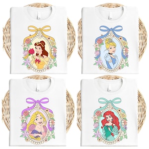 Coquette Bow Princess Shirt, Disney Cinderella Sweatshirt, Little Mermaid Floral Tee, Rapunzel Bow T-Shirt, Black Princess Coquette Shirt