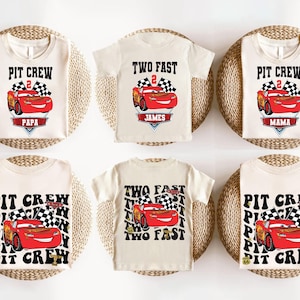 2nd Birthday Shirt, Two Fast Lightning McQueen Pit Crew Shirt, Cars Birthday T-Shirt, Two Fast Family Shirt