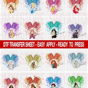 Princess DTF-overdrachtvel, sublimatie, persklare prinsessen, ontwerpprint voor meisjes