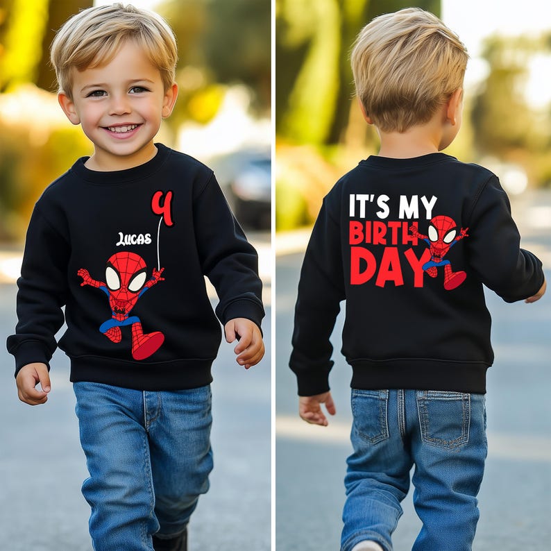 Spider Man Birthday Shirt, Superhero Birthday Boy TShirt, Spiderman Family Sweatshirt, Spider Birthday Party, Custom Toddler Birthday Tee