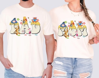 Nalle Puh mamma pappa-tröja, Disney familjematchande t-shirt, Puh björnen mamma-tröja, pappa björn-tröja, Disneyland-tröjor för familjeresor