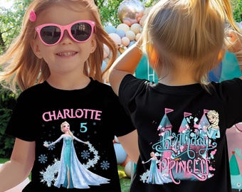 Maglietta per la festeggiata, maglietta personalizzata da principessa per la festeggiata, maglietta per feste di compleanno per bambini