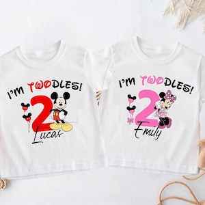 Personalized Disney I&#39;m Twodles Birthday Shirt, Disney 2nd Birthday Shirt, Disney Minnie 2nd Birthday Shirt, Disney Two Birthday Boy Shirt