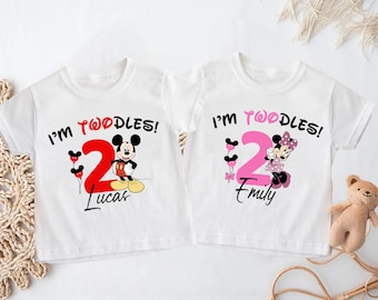 Personalized Disney I'm Twodles Birthday Shirt, Disney 2nd Birthday Shirt,  Disney Minnie 2nd Birthday Shirt, Disney Two Birthday Boy Shirt