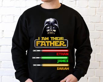 Chemise papa galaxie personnalisée, t-shirt papa Dark Vador, cadeau fête des pères, sweat-shirt Je suis leur père, t-shirt papa avec noms d'enfants