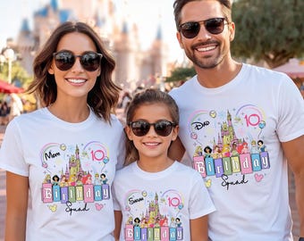 Disney födelsedagsprinsessskjorta, matchande födelsedags-T-shirt för familjen, magiskt slottsfödelsedagsfest, personlig Disneyland-resa-tröja
