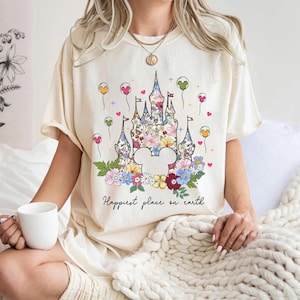 Disney Castle Shirt, Mickey Happiest Place on Earth T-Shirt, Magic Kingdom Sweatshirt, Magical Castle Floral Tee, Disney World Shirt