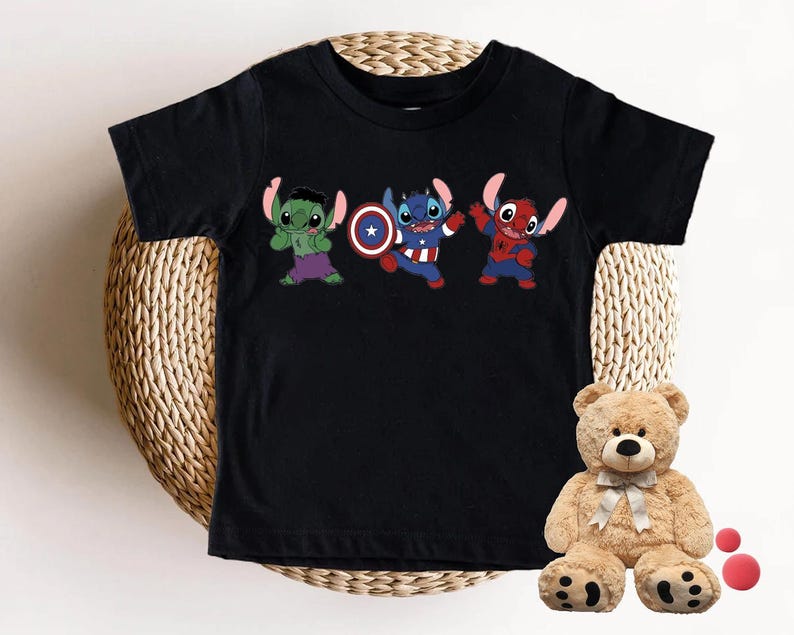 Stitch Superhero Shirt, Avengers T-Shirt, Disney Boy Shirt, Marvel Kids Shirt, The Hulk Shirt, Spiderman Shirt, Captain America Shirt, Stitch Dog Tee