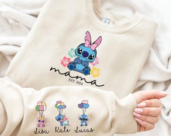 Stitch Mom Shirt, Disney Mama T-Shirt, Oma T-Shirt, Nana Sweatshirt, Muttertagsshirt, Abela Shirt, personalisierte Mama Shirt