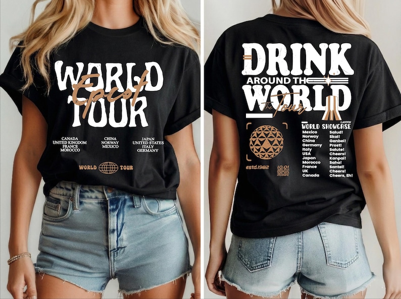 Disney Epcot World Tour Shirt, Disneyland Tee, Drink Around The World Shirt, World Traveler Food and Wine Festival Shirt, Drinking Squad Tee
