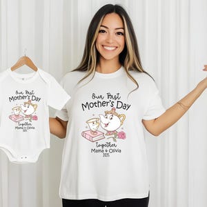 Mrs Potts 1st Mothers Day Shirt, Custom First Mother&#39;s Day T-Shirt, 1st Mothers Day Gift, Mama and Mini Set, Mommy and Me Mothers Day Set