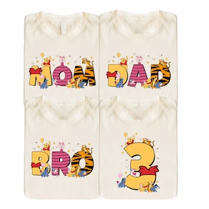 Winnie The Pooh Birthday Shirt, Disney Pooh Bear Family T-Shirt, Pooh and Friends Matching Tee, Custom Winnie Birthday Party Crewneck