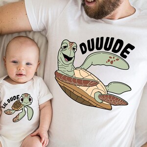 Dude Lil Dude Shirt, Disney Dad And Son T-Shirt, Matching Squirt Crush Tee, Father&#39;s Day Tees, Disneyland Dad Sweatshirt