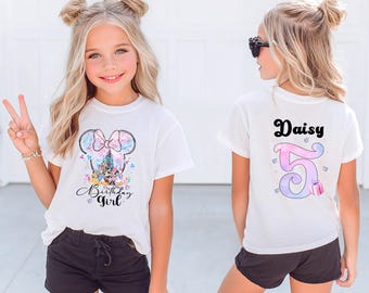 Minnie födelsedagsflicka-tröja, Disney Mouse födelsedagsfest-t-shirt, personlig Minnie födelsedagströja, Disneyworld födelsedagsfamiljsweatshirt