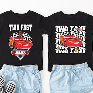 2nd Birthday Shirt, Two Fast Lightning McQueen Pit Crew Shirt, Cars Birthday T-Shirt, Two Fast Family Shirt