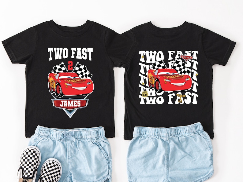 2nd Birthday Shirt, Two Fast Lightning McQueen Pit Crew Shirt, Cars Birthday T-Shirt, Two Fast Family Shirt