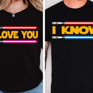 Koszulka dla par Star Wars, koszulka Disney Kocham Cię Wiem, koszulka Han Solo i księżniczka Leia, sweter walentynkowy, bluza Galaxy Wars Gift
