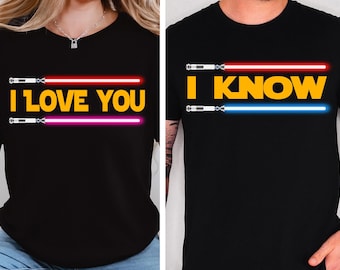 Galaxy Couple Shirt,  I Love You I Know T-Shirt, Han Solo And Princess Leia Tee, Valentine's Day Sweater, Galaxy Wars Gift Sweat