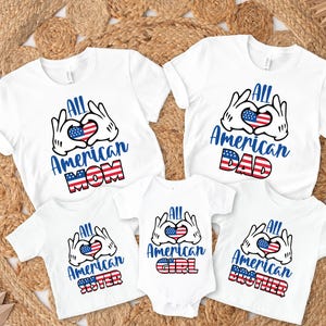 Maglietta All American Family, maglietta coordinata per il 4 luglio, felpa USA Mom Dad, maglietta American Mama, regalo personalizzato per la famiglia patriottica