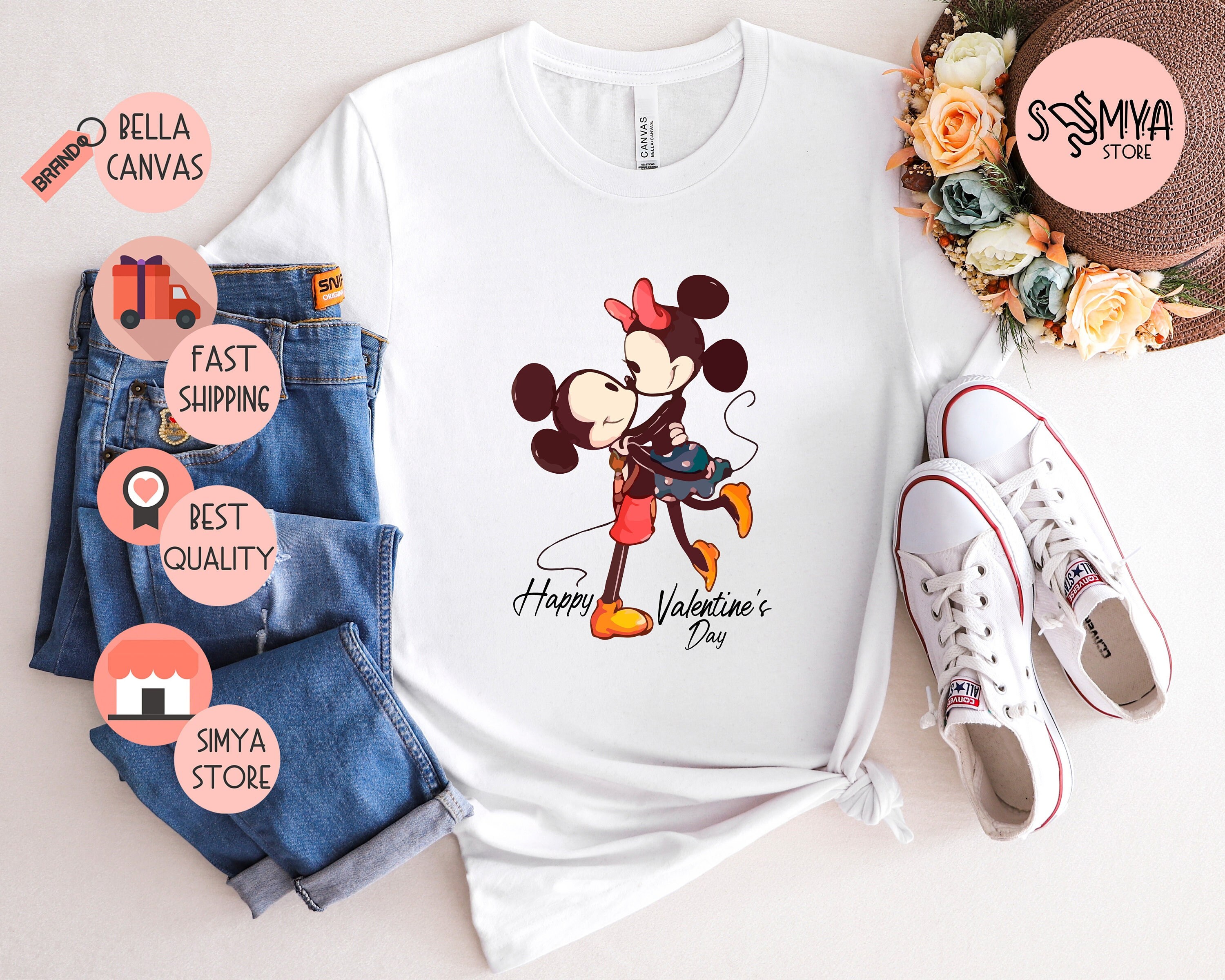 Discover Camiseta Disney Día de San Valentín Lindo Divertido Vintage para Hombre Mujer