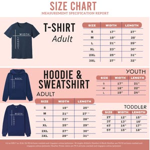 the size chart for a hoodie and sweat shirt