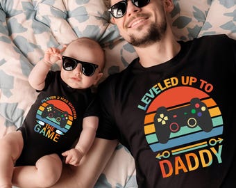New Dad T-Shirt, First Time Dada Shirt, Father's Day Tee, Leveled Up to Daddy, Gamer Dad Tee, Daddy and Son Matching Shirt, Promoted To Dad
