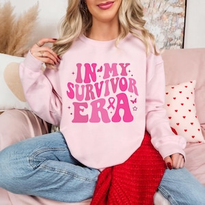 Breast Cancer Awareness Shirt, In My Survivor Era Sweatshirt, Cancer Warrior T-Shirt, Wear Pink Shirt, Pink Ribbon Tee