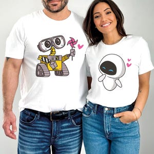 Wall-E und Eve Shirt, Star Wars Paar T-Shirt, Disney Valentinstag Shirt, Mama Papa Passende Shirts, Flitterwochen Shirt, Disneyland Paar Reise