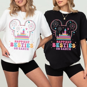 Chemise Besties Disney, t-shirt voyage filles, sweat-shirt les meilleures amies les plus heureuses de la terre, t-shirt château magique, sweat à capuche meilleur ami de Disneyland