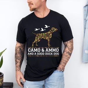 Hunting Sweatshirt, Camouflage Hunting Dog Shirt, Duck Hunter TShirt, Hunting Season Tee, Camo Hunting Sweater