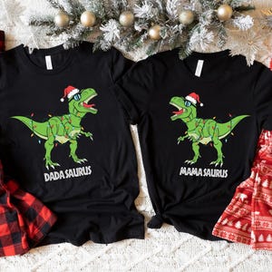 Dinosaur Family Christmas Shirt, T-Rex Xmas Tee, Dino Christmas Sweatshirt, Mama Saurus Holiday Tee, Santa Dinosaur Shirt
