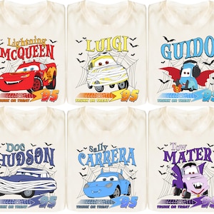 Disney Cars Halloween Shirt, Lightning McQueen Spooky T-Shirt, Tow Mater Pumpkin Tee, Sally Carrera And Doc Hudson Trick or Treat Sweatshirt