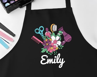 Custom Apron for Hairdresser, Apron Gifts for Hairstylist, Personalized Hair Stylist Apron, Cute Apron for Beauty Salon, Apron with Pocket