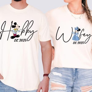 Disney Hubby Wifey Shirt, Mickey & Minnie Wife Husband T-Shirt, Disneyland Wedding Gift, Couple Matching Tee, Custom Honeymoon Sweatshirt