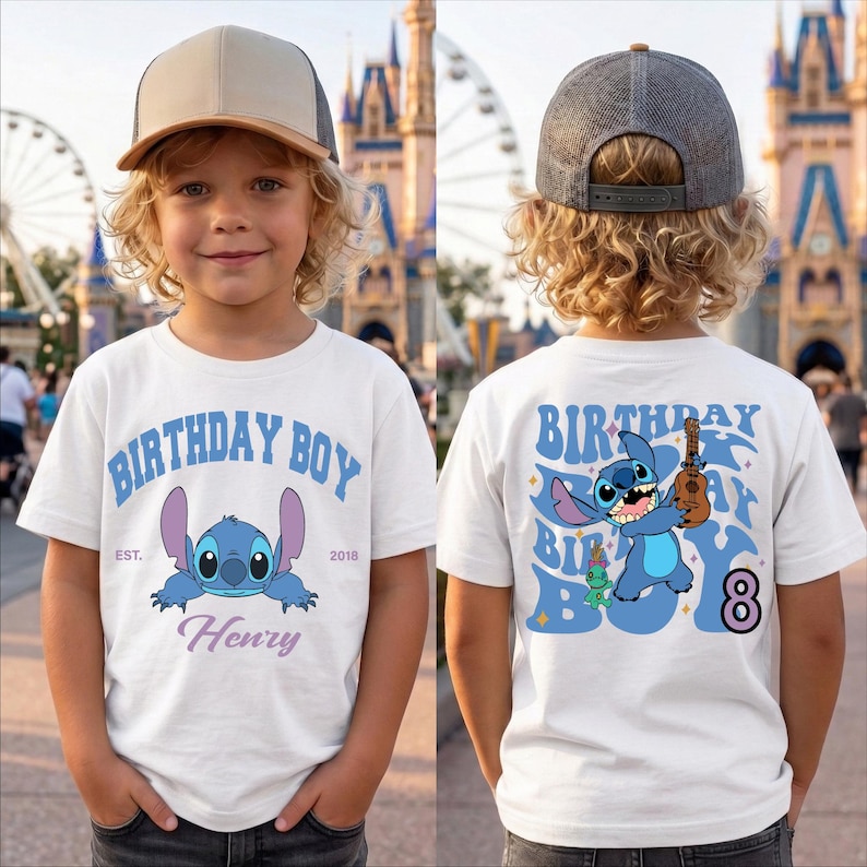 Stitch Birthday Boy Shirt, Disney Girl Birthday T-shirt, Stitch Custom Toddler Birthday Sweatshirt, Stitch Party Gift Tee